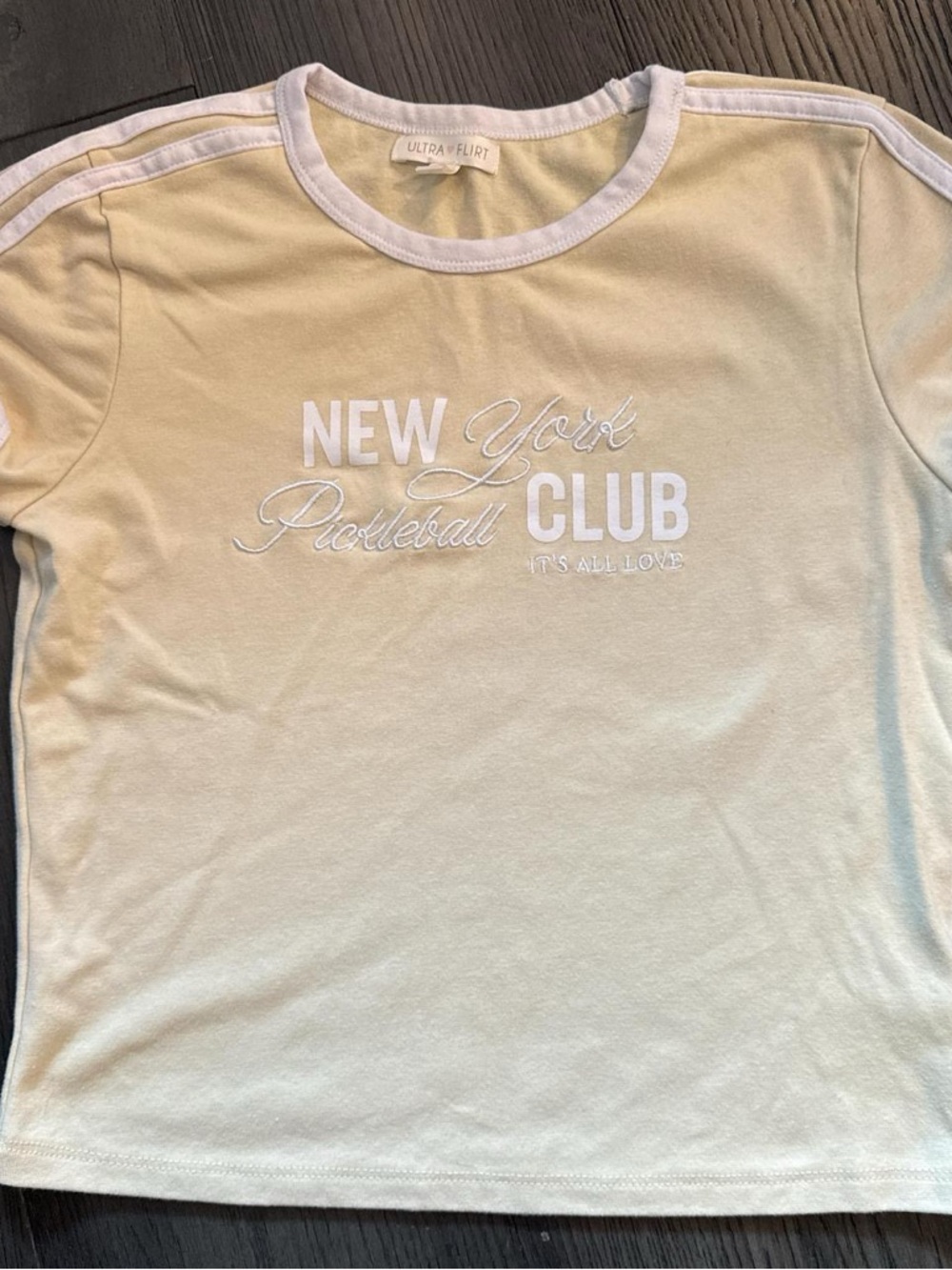 Ultra Flirt "New York Pickleball Club" Short Sleeve Tee - Light Yellow